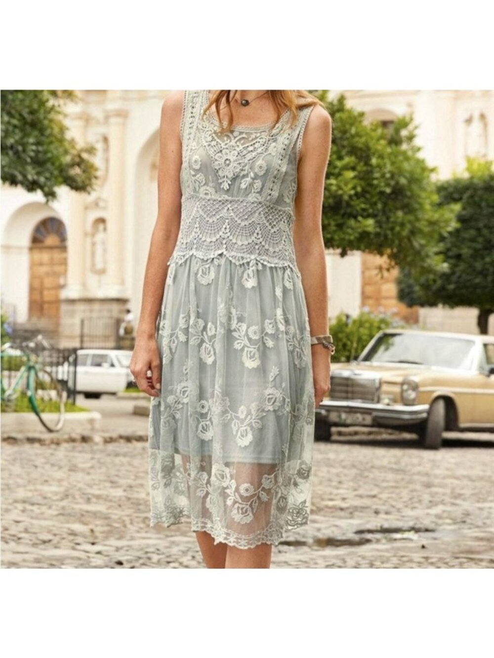 Sundance Lasting Love Always Lace Embroidered Midi Dress SLIP NOT INCLUDED Sz 6